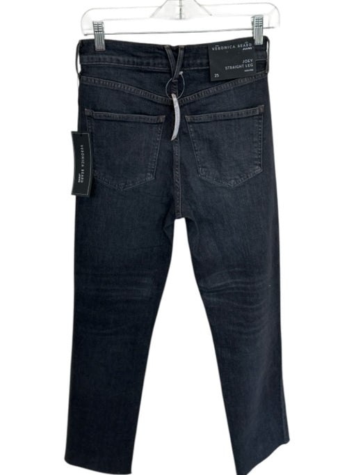Veronica Beard Size 25 Black Cotton Blend High Waist Straight Leg Raw Hem Jeans Black / 25