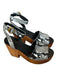 Tory Burch Shoe Size 6M Black & White Leather Wood Snake Print Platform Sandals Black & White / 6M