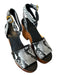 Tory Burch Shoe Size 6M Black & White Leather Wood Snake Print Platform Sandals Black & White / 6M