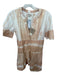 Faherty Size XS Tan & White Organic Cotton Short Sleeve Tie Dye Split Neck Dress Tan & White / XS