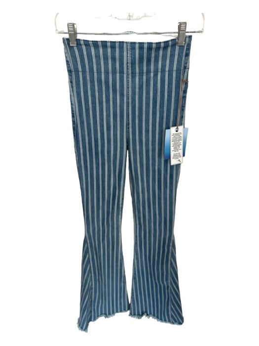 Show Me Your Mumu Size XS Med Dark Wash Cotton High Waist Striped Flare Jeans Med Dark Wash / XS