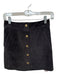 J. Crew Size Est XS Black Suede Snap Buttons Mini Skirt Black / Est XS