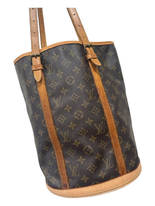 Louis Vuitton Brown & Beige Coated Canvas Monogram Shoulder Bag Bucket Bag Brown & Beige / L