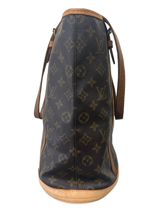 Louis Vuitton Brown & Beige Coated Canvas Monogram Shoulder Bag Bucket Bag Brown & Beige / L