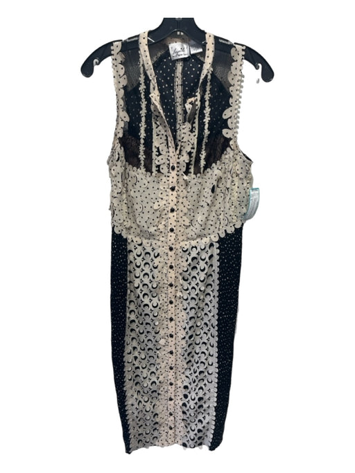 Beguile Byron Lars Size 6 Beige & Black Polyester Laser Cut Sleeveless Dress Beige & Black / 6