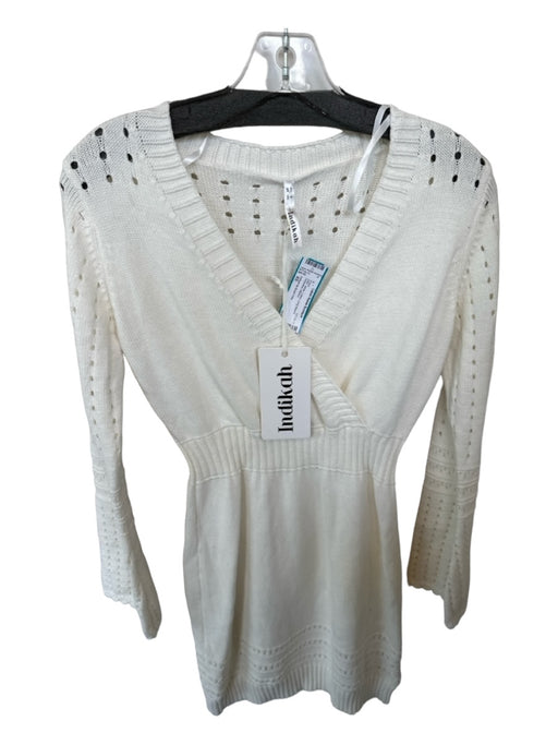 Indikah by Angel biba Size XS White Cotton Long Sleeve Perforated Dress White / XS