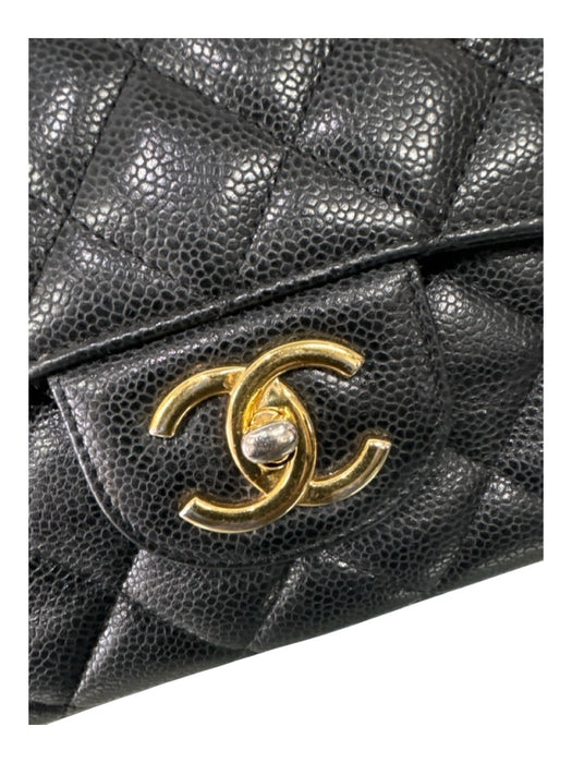 Chanel Black Leather Caviar Gold Hardware Chain Double Flap Bag Black / Maxi