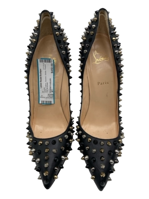 Christian Louboutin Shoe Size 41 Black Leather Studded Stiletto Pumps Black / 41