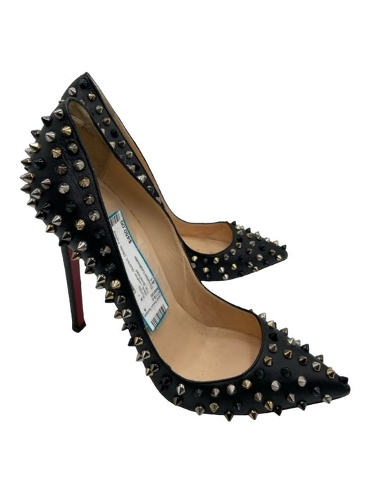 Christian Louboutin Shoe Size 41 Black Leather Studded Stiletto Pumps Black / 41