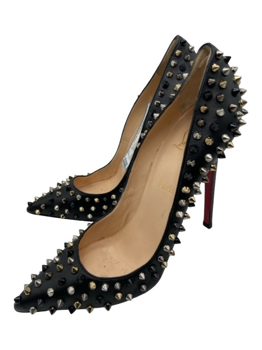 Christian Louboutin Shoe Size 41 Black Leather Studded Stiletto Pumps Black / 41