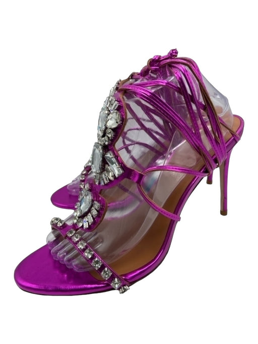 I Am Jennifer Le Shoe Size 42 Magenta Leather Jeweled Strappy Stiletto Sandals Magenta / 42