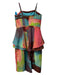 Tracy Reese Size 2 Multi Silk Spaghetti Strap Abstract Back Zip Tie Detail Dress Multi / 2