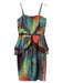 Tracy Reese Size 2 Multi Silk Spaghetti Strap Abstract Back Zip Tie Detail Dress Multi / 2