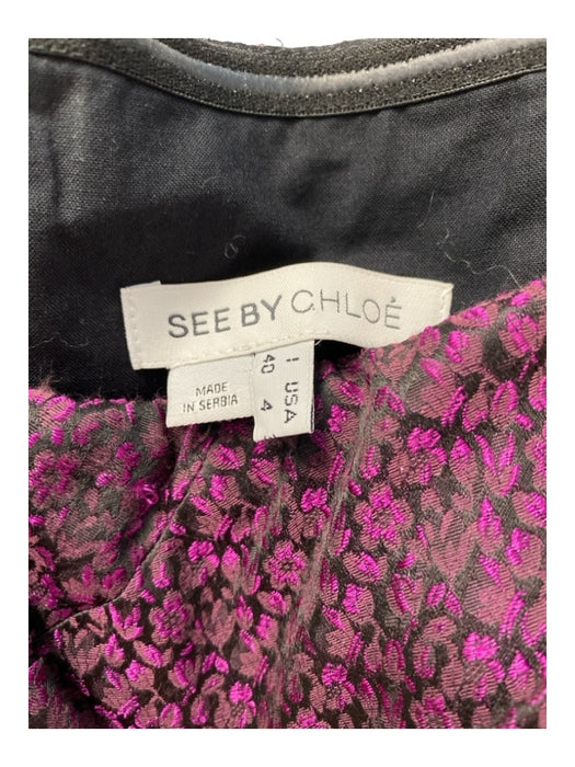 See By Chloe Size 4 Black & Purple Polyester Strapless Speckled A Line Dress Black & Purple / 4