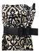 Milly Size 2 Cream & Black Cotton Strapless Belted Abstract Knee length Dress Cream & Black / 2