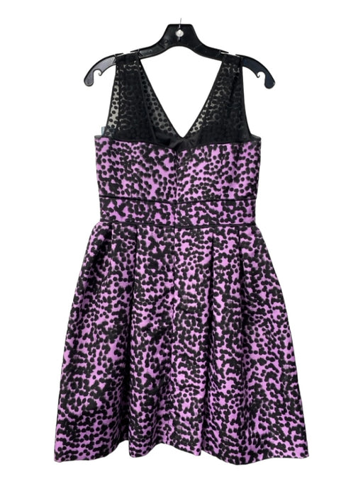 Taylor Size 4 Purple & Black Polyester Blend V Neck Sleeveless Speckled Dress Purple & Black / 4