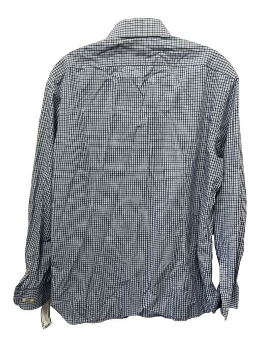 John Varvatos Size L Blue & Light Blue Print Cotton Plaid Long Sleeve Shirt L