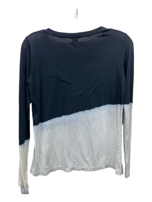 Theory Size S Navy & white Cotton Ombre Long Sleeve Wide Neck Top Navy & white / S