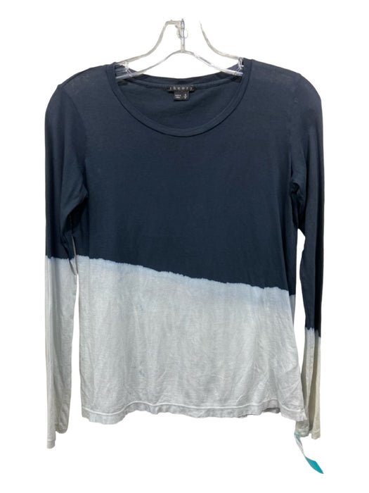 Theory Size S Navy & white Cotton Ombre Long Sleeve Wide Neck Top Navy & white / S