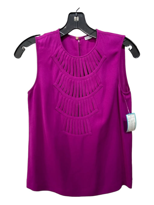 Diane Von Furstenberg Size 0 Purple Silk Round Neck Sleeveless Top Purple / 0