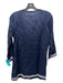 Tory Burch Size XS Navy & white Linen Embroidered V Neck Long Sleeve Tunic Top Navy & white / XS