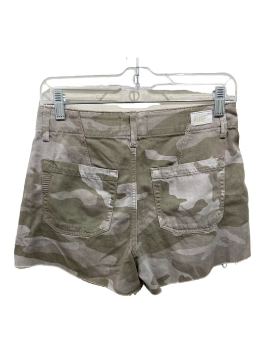 Paige Size 24 Green Cotton Camo Button & Zip Front Raw Hem Shorts Green / 24