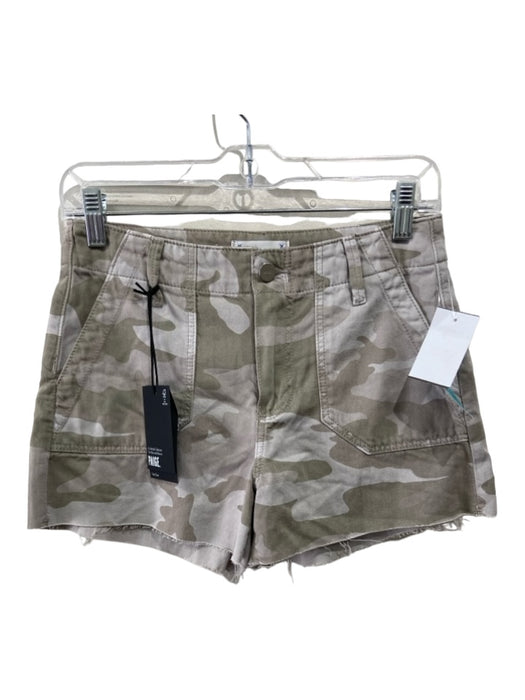 Paige Size 24 Green Cotton Camo Button & Zip Front Raw Hem Shorts Green / 24