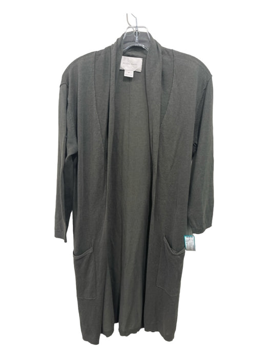 Brochu Walker Size P Green Linen Blend Long Sleeve Open Front Pockets Cardigan Green / P