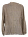 Carolina Herrera Size 10 Beige & Brown Silk Houndstooth Tie Neck Long Sleeve Top Beige & Brown / 10