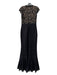 Tadashi Shoji Size 10 Black & Beige Cotton Lace Overlay Cap Sleeve Pleated Gown Black & Beige / 10