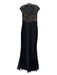 Tadashi Shoji Size 10 Black & Beige Cotton Lace Overlay Cap Sleeve Pleated Gown Black & Beige / 10