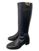 Tory Burch Shoe Size 9 Black Leather Knee High Stacked Heel Gold Hardware Boots Black / 9