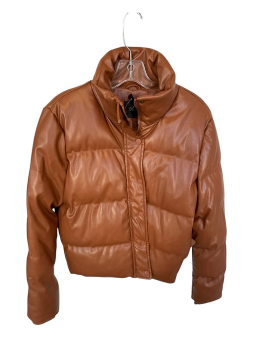 Deluc Size XS Brown Vegan Leather Quilted Puffer Jacket Brown / XS