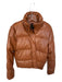 Deluc Size XS Brown Vegan Leather Quilted Puffer Jacket Brown / XS