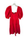 Entro Size L Red Cotton 3/4 Balloon Sleeve Square Neck Midi Dress Red / L