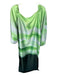 MNG Size S Green & White Polyester Square Neck Long Balloon Sleeve Ombre Dress Green & White / S