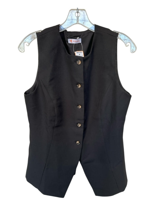 Kirundo Size M Black Polyester Sleeveless Buttons Top Black / M