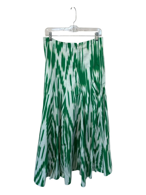 Figue Size 10 Green & White Cotton Back Zip Ikat Maxi Skirt Green & White / 10