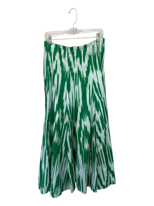 Figue Size 10 Green & White Cotton Back Zip Ikat Maxi Skirt Green & White / 10