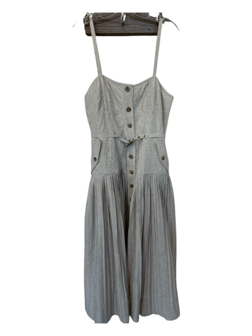 Ulla Johnson Size 8 Blue & White Cotton Spaghetti Strap Pinstripe Maxi Dress Blue & White / 8