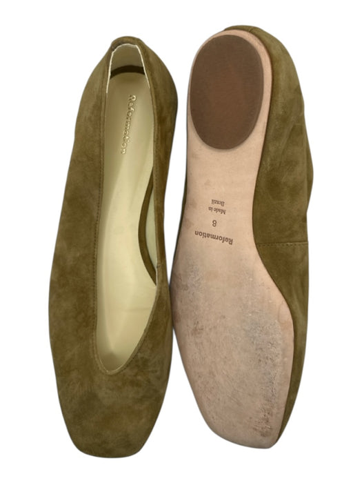 Reformation Shoe Size 8 Taupe Suede Square Toe Flats Taupe / 8