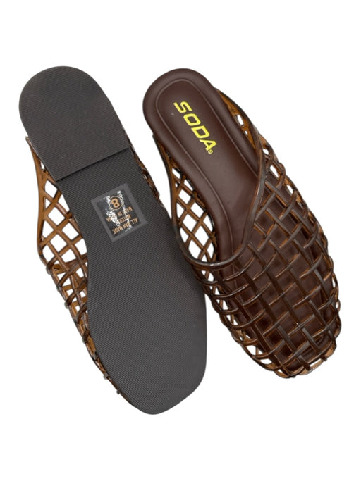 Soda Shoe Size 8 Brown Rubber Cut Outs Mule Jelly Flats Brown / 8