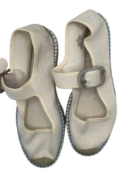 Free People Shoe Size 38 White & Blue Canvas Espadrille Platform Mary Jane Flats White & Blue / 38