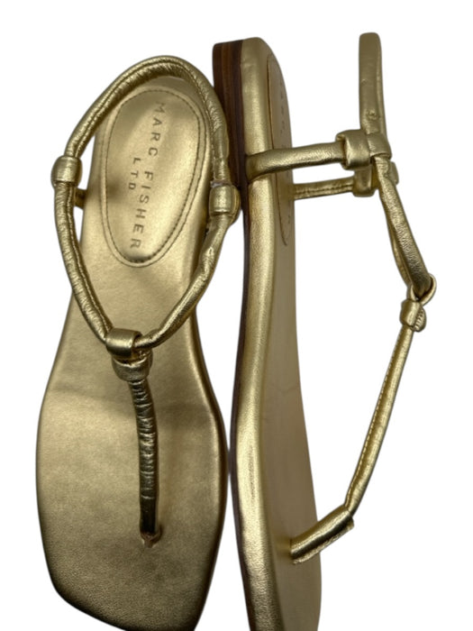 Marc Fisher Shoe Size 8 Gold Leather Thong Metallic Sandals Gold / 8