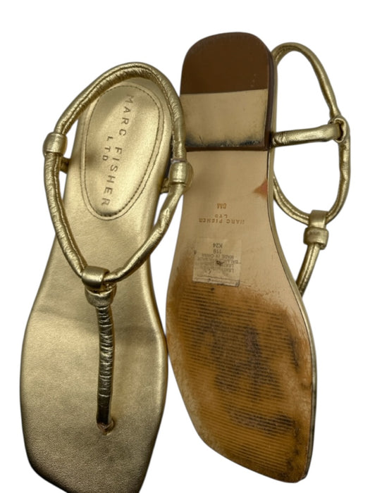 Marc Fisher Shoe Size 8 Gold Leather Thong Metallic Sandals Gold / 8