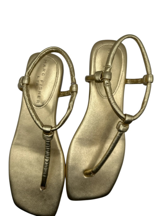 Marc Fisher Shoe Size 8 Gold Leather Thong Metallic Sandals Gold / 8