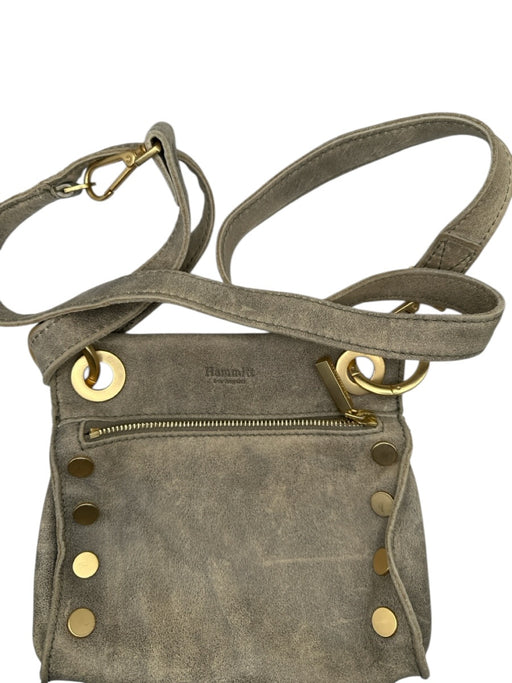 Hammitt Taupe & Gold Leather Outer Pocket Crossbody Zip Close Bag Taupe & Gold / XS