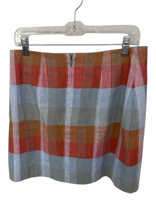 Madewell Size 10 Orange & Gray Linen & Cotton Plaid Back Zip Skirt Orange & Gray / 10