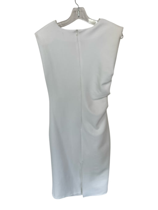 Zara Size L White Polyester Cap Sleeve Gathered Side Maxi Dress White / L