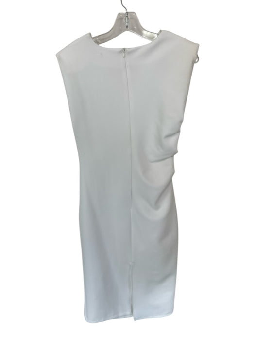 Zara Size L White Polyester Cap Sleeve Gathered Side Maxi Dress White / L